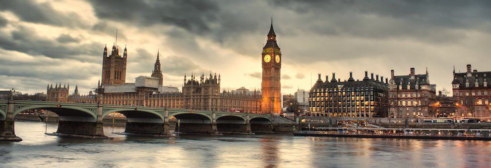 London skyline with Big Ben clock