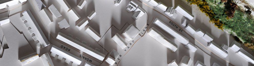 Model of a town design made of cardboard