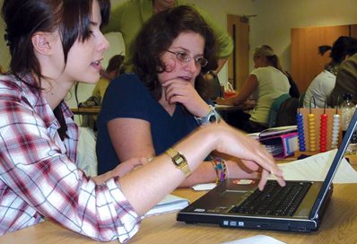 Students using a laptop