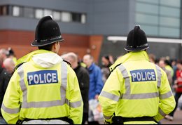 Police outside a football stadium