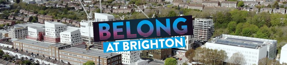View of Moulsecoomb campus with the words: Belong at Brighton