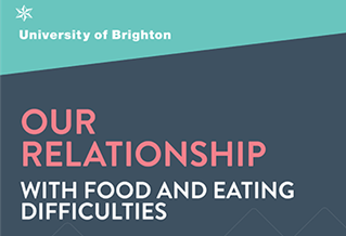 Graphic with the words: Our relationship with food and eating difficulties
