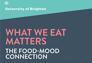 Graphic with the words: What we eat matters: the food-mood connection