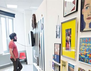 Someone viewing a gallery exhibition