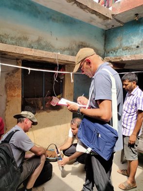 Researchers sampling water quality in Terai, Nepal, a region with poor access to safe drinking water