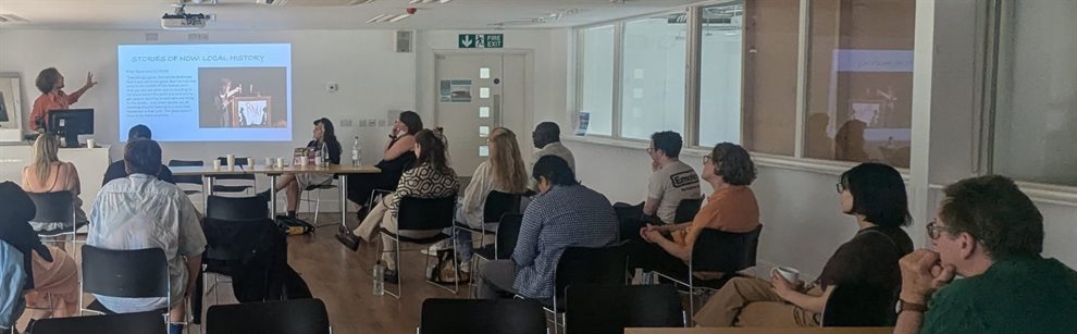 Seminar presentation room, Jon Norman Mason presenting PhD work