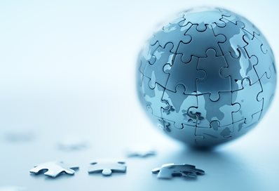 Globe created from jigsaw pieces