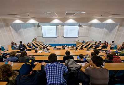 A lecture taking place in the Huxley Building