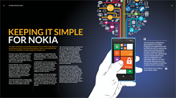 Drawing of a Nokia mobile next to the article Keeping it simple for Nokia