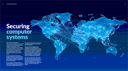 Map of the world with lights connecting computers worldwide to depict methods of securing computer systems.