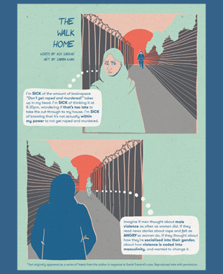 Graphic novel poster design The Walk Home by Ash Sarkar and Sabba Khan