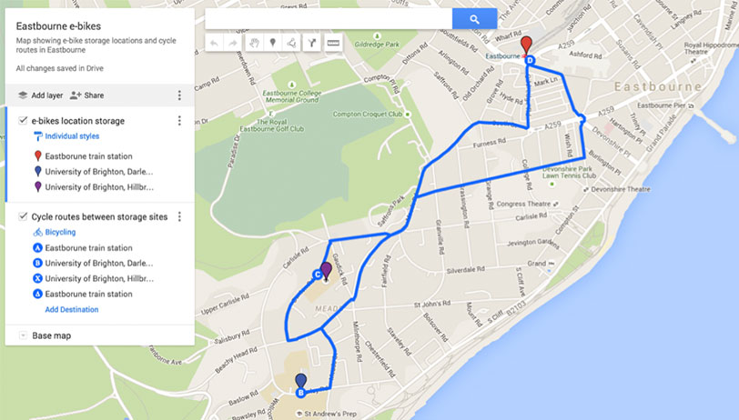 e-bike-Eastbourne-map