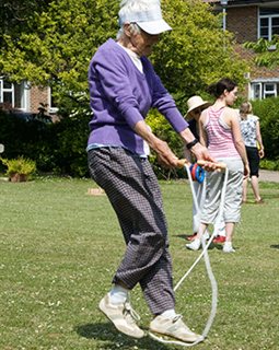 Student exercising outside