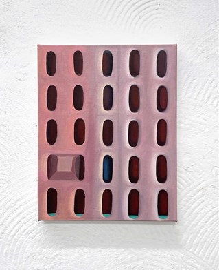 Ruohan Yu. The Skin Project. Hollow. Painting hung on textured wall surface.