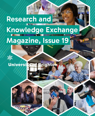 Composite of health research imagery title reads Research and Knowledge Exchange Magazine Issue 19