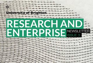 Research and Enterprise newsletter cover featuring a drawing by Duncan Bullen
