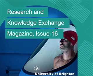 Research and Knowledge Exchange Magazine (Issue 16) cover featuring man in swim hunt in extreme environment pod