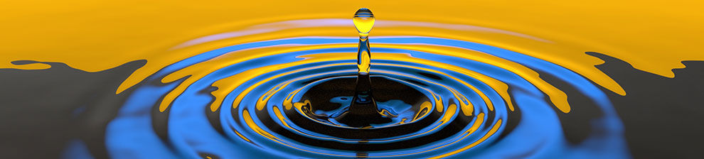 Water droplet in the highlighted in a sunset