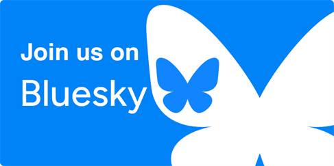 Logo and message to Join us on Bluesky social media