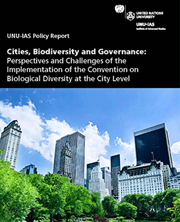 Cover image of the Cities, Biodeversity and Governance policy report