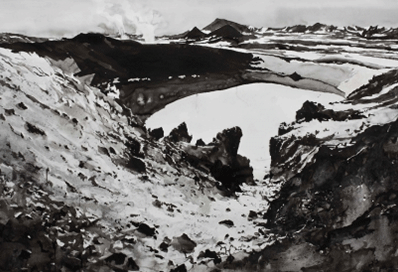 Drawing of Icelandic scenery