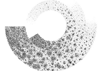 Black & white design graphic showing concentric circles. Image credit: Lisa Daniel 2017