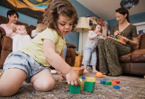 parents and children socialising at home