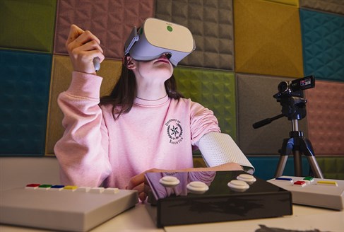 student wearing a VR headset