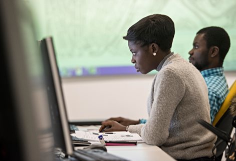 Two students using computers
