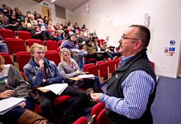 Peter Squires giving a criminology lecture