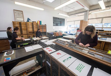 Students using printing facilities