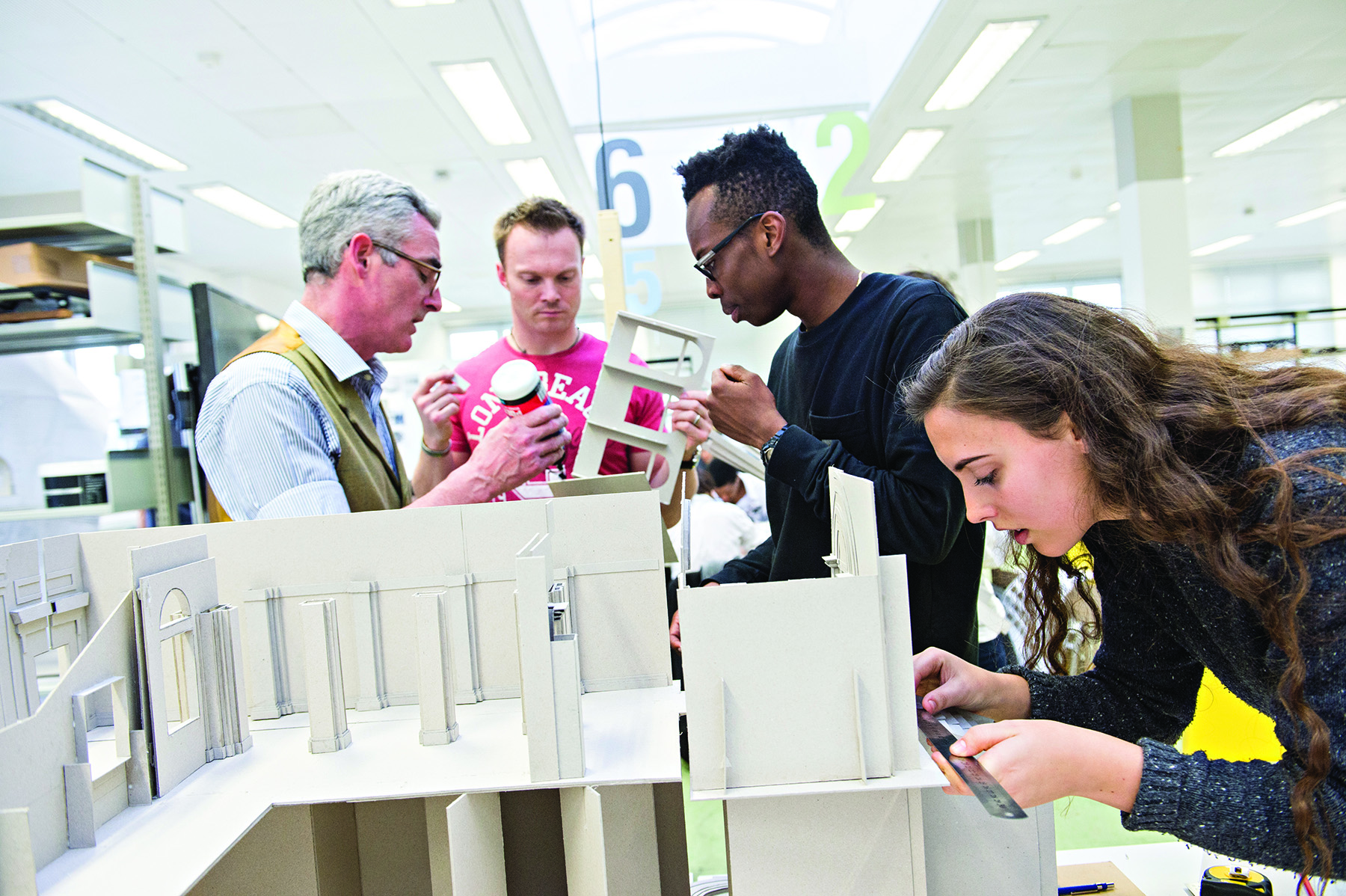 Students working on an architecture project