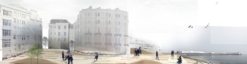 Architect drawing of urban area