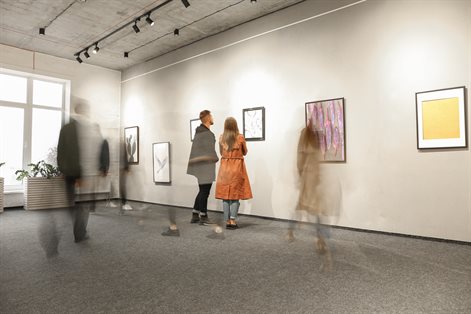 people in art gallery