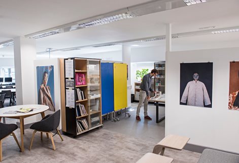 Student in spacious classroom