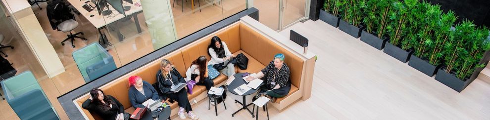 Brighton Law School students in a group session in Elm House