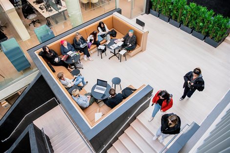 Brighton Law School students in a group session in Elm House