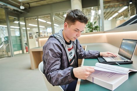 Student studying in Elm House