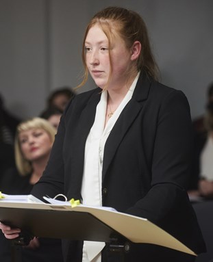 Brighton Law Student at a mooting competition