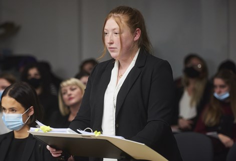 Brighton Law Student at a mooting competition