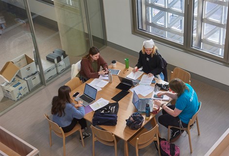 Students in elm house shot from above