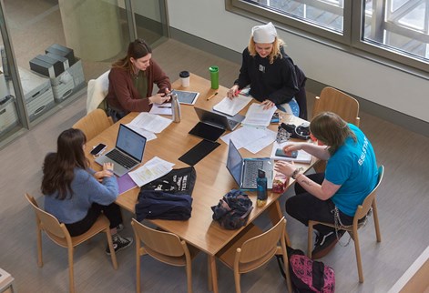 Students in Elm House shot from above
