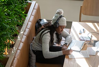 Student studying in Elm House