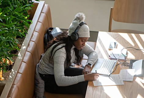 Student studying in Elm House