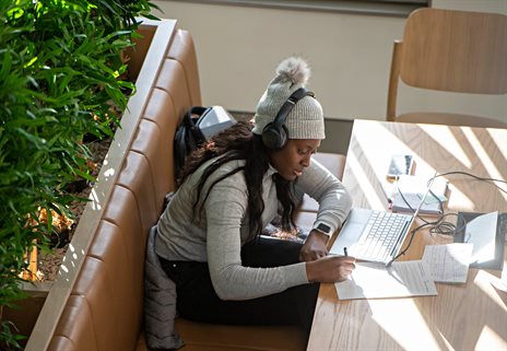 Student studying in Elm House