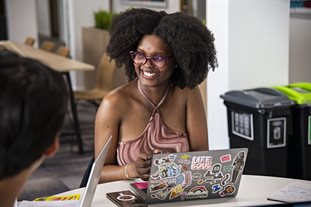 Student working at computer
