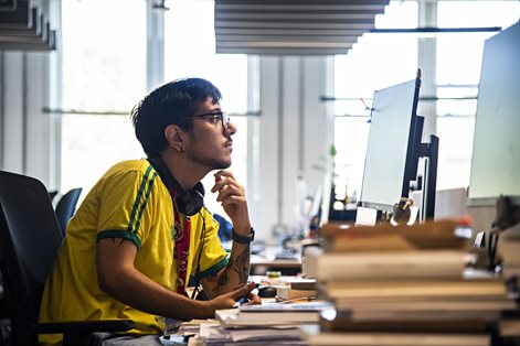 Student working at computer