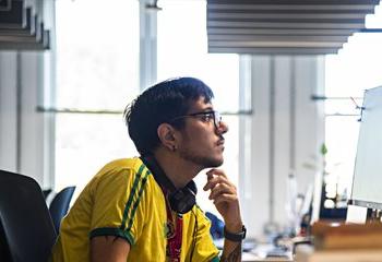 Student working at computer