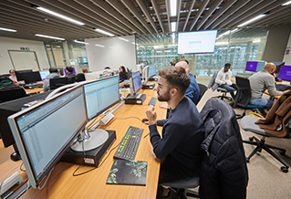 Students in the Bloomberg suite