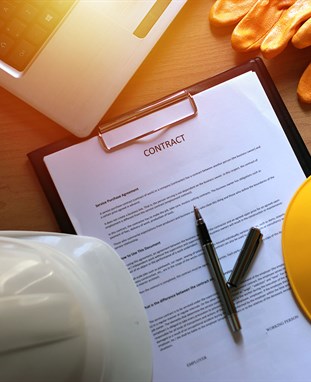 service purchase agreement contract and hard hats